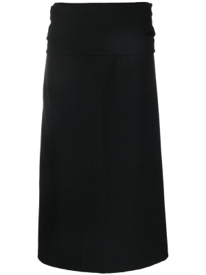 

Gathered-waist crepe midi skirt, TOTEME Gathered-waist crepe midi skirt