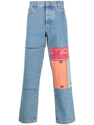 

Patchwork-detailing straight-leg jeans, Marcelo Burlon County of Milan Patchwork-detailing straight-leg jeans