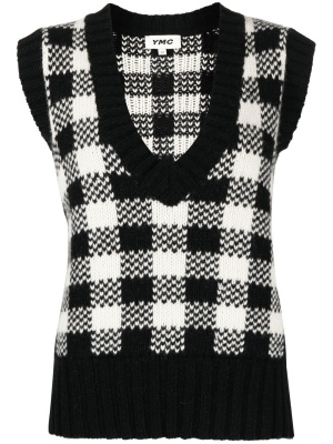 

Check-pattern knitted vest, YMC Check-pattern knitted vest