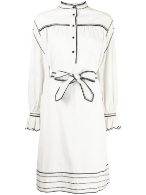 

Seam-detailing belted dress, YMC Seam-detailing belted dress