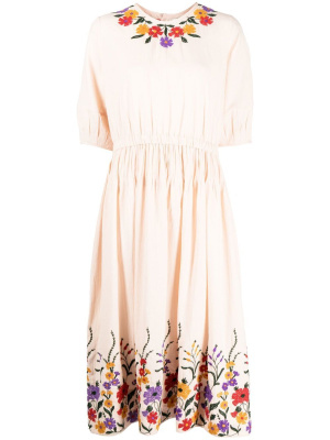 

Embroidered crinkle midi dress, YMC Embroidered crinkle midi dress