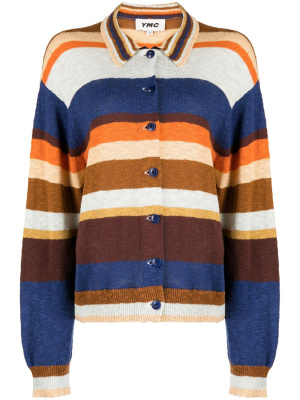 

Stripe-print cotton cardigan, YMC Stripe-print cotton cardigan