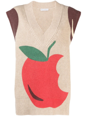 

Apple-print knitted vest, JW Anderson Apple-print knitted vest