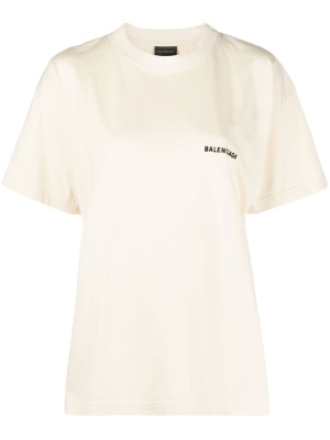 

Logo-print drop-shoulder T-shirt, Balenciaga Logo-print drop-shoulder T-shirt