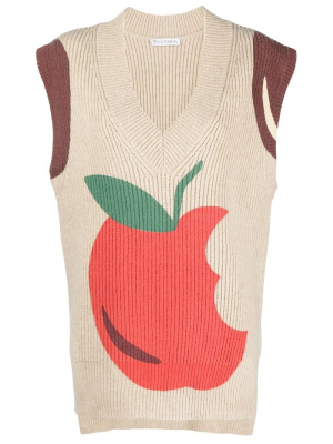 

Apple motif V-neck vest, JW Anderson Apple motif V-neck vest