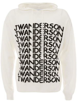 

Logo-print merino hoodie, JW Anderson Logo-print merino hoodie