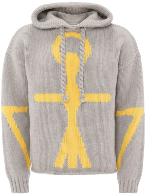 

Anchor Logo intarsia-knit hoodie, JW Anderson Anchor Logo intarsia-knit hoodie