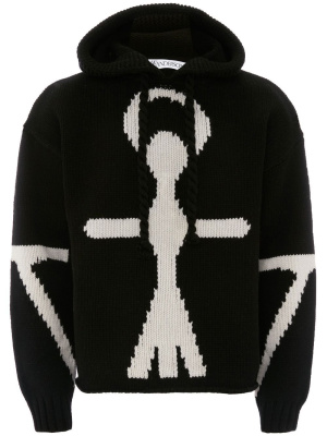 

Anchor logo-detail knit hoodie, JW Anderson Anchor logo-detail knit hoodie