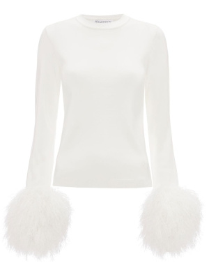 

Pom pom-sleeve crew neck sweater, JW Anderson Pom pom-sleeve crew neck sweater