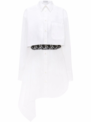 

Lace-insert shirt dress, JW Anderson Lace-insert shirt dress