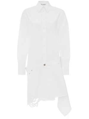 

Distressed-finish asymmetric shirtdress, JW Anderson Distressed-finish asymmetric shirtdress