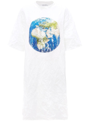 

Sequin-globe T-shirt dress, JW Anderson Sequin-globe T-shirt dress