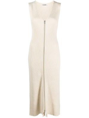 

V-neck ribbed-knit midi dress, Jil Sander V-neck ribbed-knit midi dress