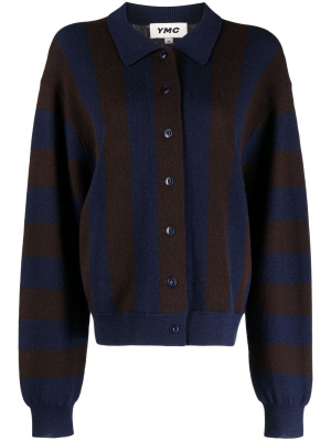 

Stripe-print wool cardigan, YMC Stripe-print wool cardigan