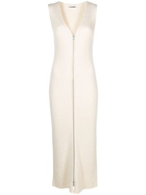 

Zip-fastening ribbed-knit midi dress, Jil Sander Zip-fastening ribbed-knit midi dress