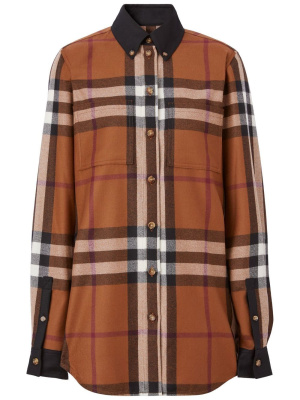 

Contrast-trim checked shirt, Burberry Contrast-trim checked shirt