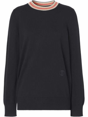 

Stripe-neckline cashmere jumper, Burberry Stripe-neckline cashmere jumper