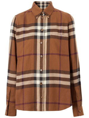 

Exaggerated Check-print flannel shirt, Burberry Exaggerated Check-print flannel shirt