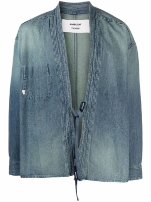 

Tie-front denim shirt jacket, AMBUSH Tie-front denim shirt jacket