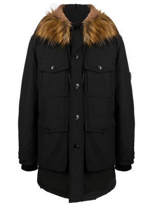 

Faux-fur trimmed hooded parka, Diesel Faux-fur trimmed hooded parka