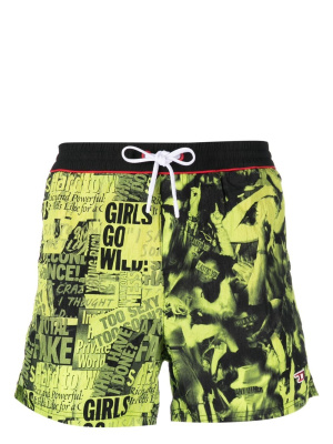 

Poster-print drawstring swim shorts, Diesel Poster-print drawstring swim shorts