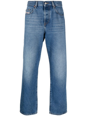 

Logo-embroidered straight-leg jeans, Diesel Logo-embroidered straight-leg jeans