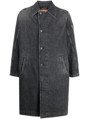 

Logo-plaque long denim jacket, Diesel Logo-plaque long denim jacket