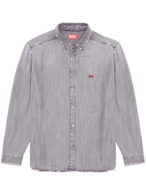 

Logo-embroidered denim shirt, Diesel Logo-embroidered denim shirt