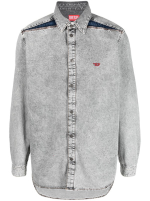 

Logo-embroidered denim shirt, Diesel Logo-embroidered denim shirt