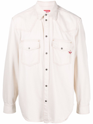 

Logo-embroidered denim shirt, Diesel Logo-embroidered denim shirt