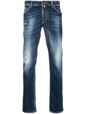 

Paint-splatter straight-leg jeans, Jacob Cohën Paint-splatter straight-leg jeans