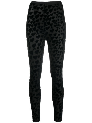 

Heart-embroidered high-waisted leggings, AMI Paris Heart-embroidered high-waisted leggings