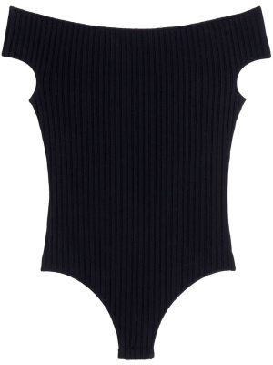

Off-shoulder ribbed bodysuit, AMI Paris Off-shoulder ribbed bodysuit