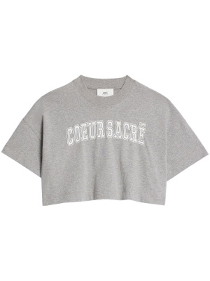 

Coeur Sacré cropped cotton T-shirt, AMI Paris Coeur Sacré cropped cotton T-shirt