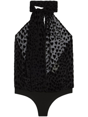 

Heart-print open-back body, AMI Paris Heart-print open-back body