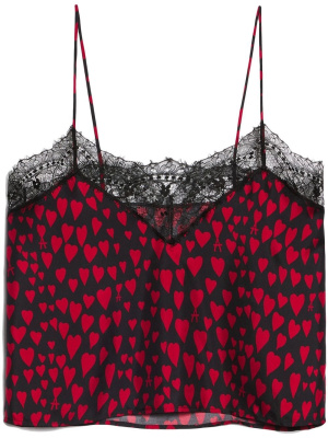 

Heart-print lace tank top, AMI Paris Heart-print lace tank top