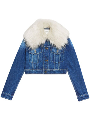 

Furry collar denim jacket, AMI Paris Furry collar denim jacket