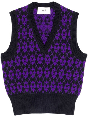 

Ami de Coeur argyle vest, AMI Paris Ami de Coeur argyle vest