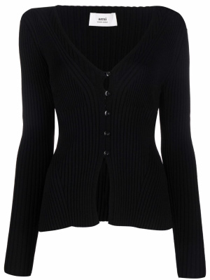 

V-neck button-fastening cardigan, AMI Paris V-neck button-fastening cardigan