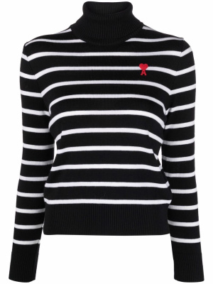 

Ami de Coeur striped roll-neck jumper, AMI Paris Ami de Coeur striped roll-neck jumper