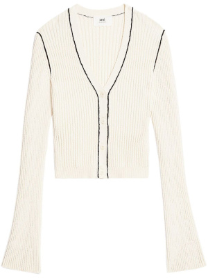 

Ribbed knit V-neck cardigan, AMI Paris Ribbed knit V-neck cardigan