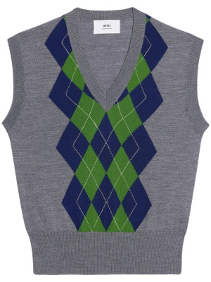 

Argyle-pattern knitted vest, AMI Paris Argyle-pattern knitted vest