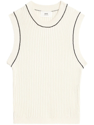 

Contrast-stitch sleeveless knit top, AMI Paris Contrast-stitch sleeveless knit top