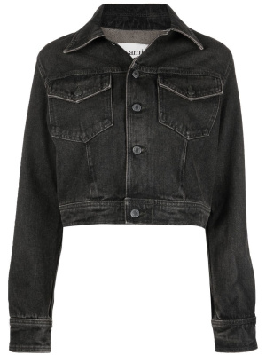 

Cropped buttoned denim jacket, AMI Paris Cropped buttoned denim jacket