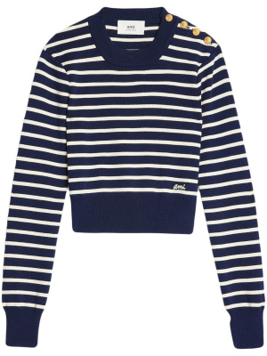 

Merino wool striped crop jumper, AMI Paris Merino wool striped crop jumper