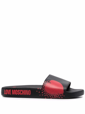 

Heart logo-print slides, Love Moschino Heart logo-print slides