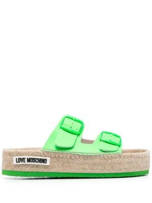 

Side-buckle detail logo mules, Love Moschino Side-buckle detail logo mules