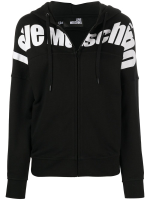 

Logo-print hooded cotton jacket, Love Moschino Logo-print hooded cotton jacket