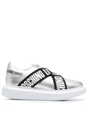 

Logo strap leather sneakers, Love Moschino Logo strap leather sneakers