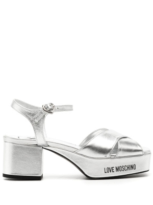 

Crossover-strap leather sandals, Love Moschino Crossover-strap leather sandals